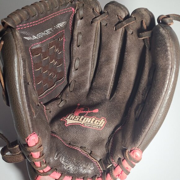 Rawlings WFP120 Fastpitch Basket Web Softball Glove 12" RHT Brown/Pink VGUC - Picture 3 of 4
